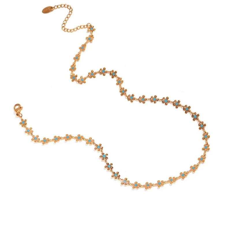 Blaue Blume Choker Halskette
