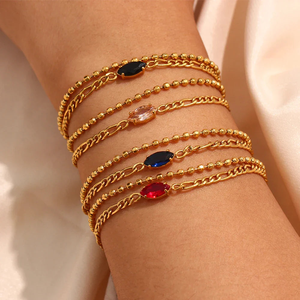 Doppellagiges Kettenarmband mit Zirkonia