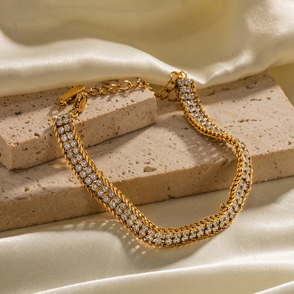 Goldkette Armband mit Zirkonia