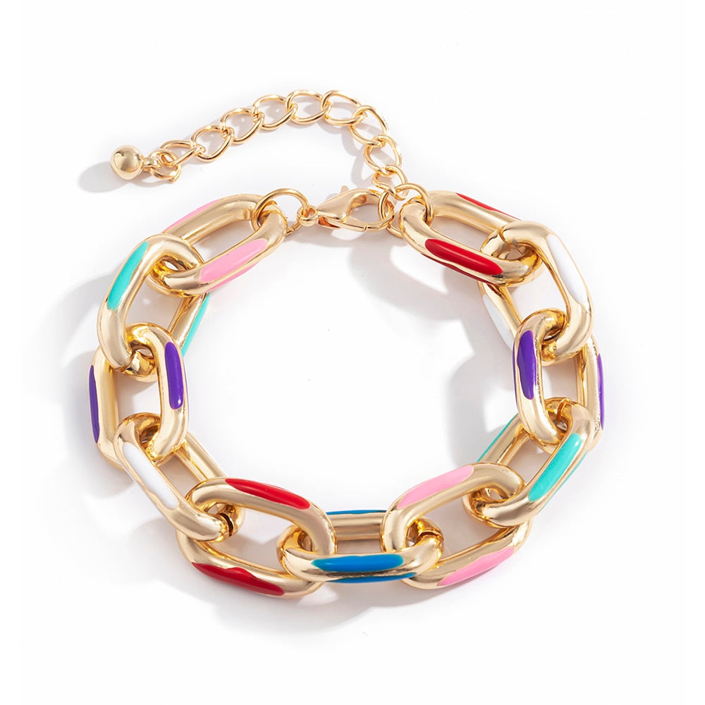 Bohemian Bunt bemalte Aluminium Kette