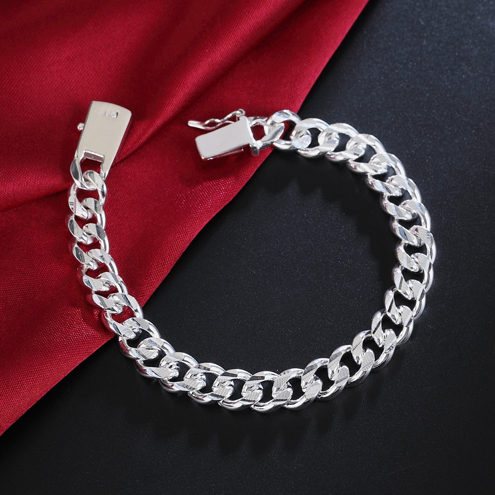925 Sterling Silber Massiv-Ketten-Armband