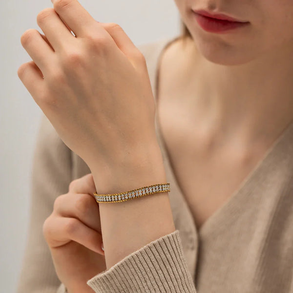 Goldkette Armband mit Zirkonia
