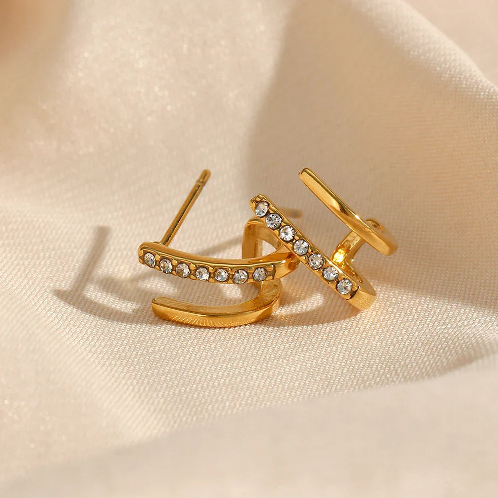 Doppelohrringe mit Kristallen