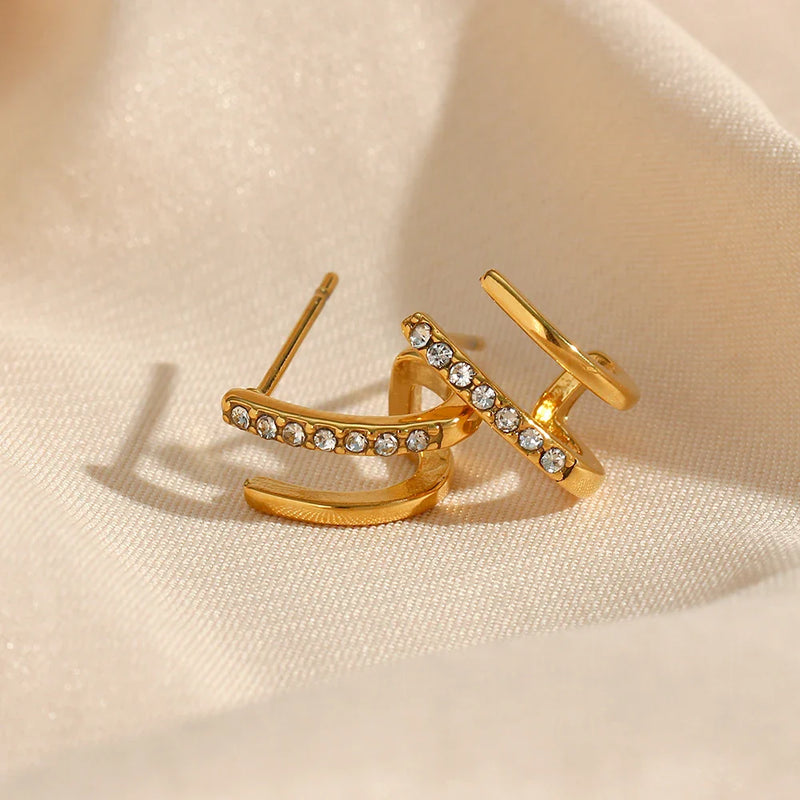 Doppelohrringe mit Kristallen