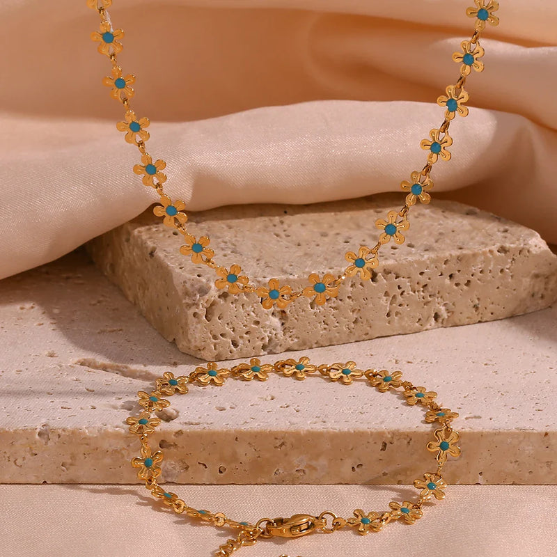 Blaue Blume Choker Halskette