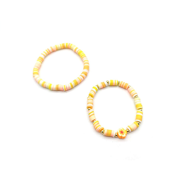 2pcs Bunte Weiche Ton Niedlichen Blumen Charme Armband