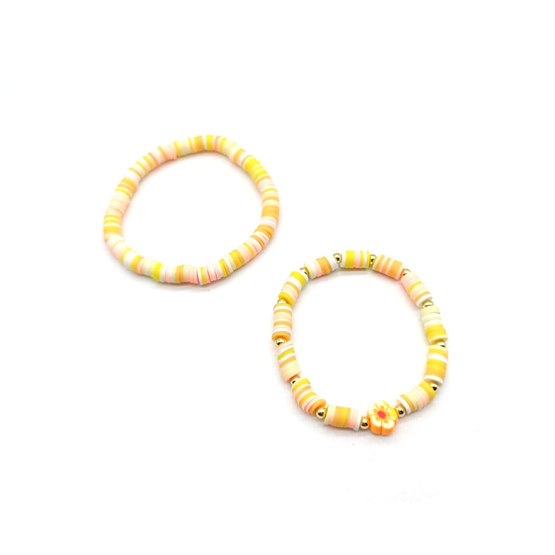 2pcs Bunte Weiche Ton Niedlichen Blumen Charme Armband