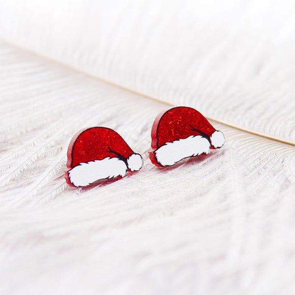 Schimmernde kleine Weihnachtsmannmützen Ohrstecker