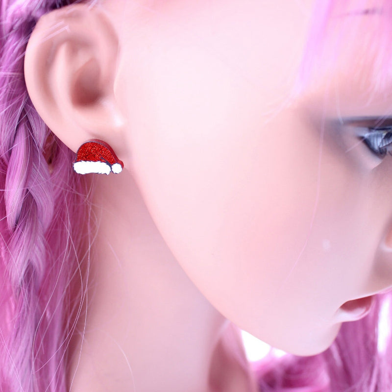 Schimmernde kleine Weihnachtsmannmützen Ohrstecker