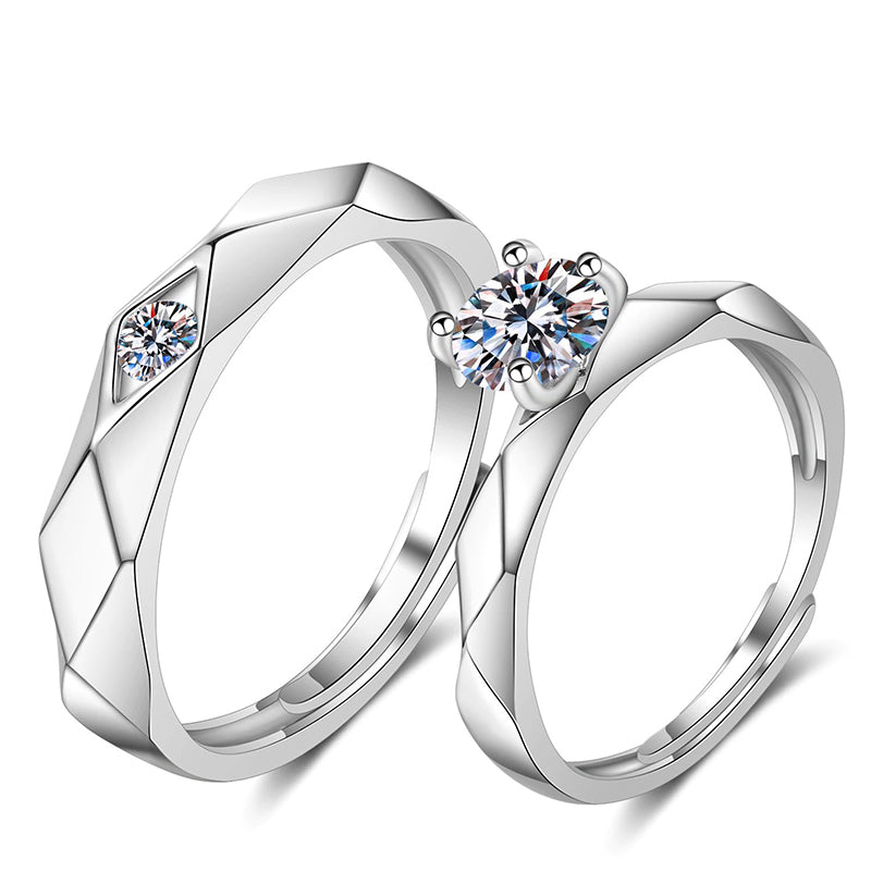 Versilberte verstellbare passende Liebesherz-Paarringe