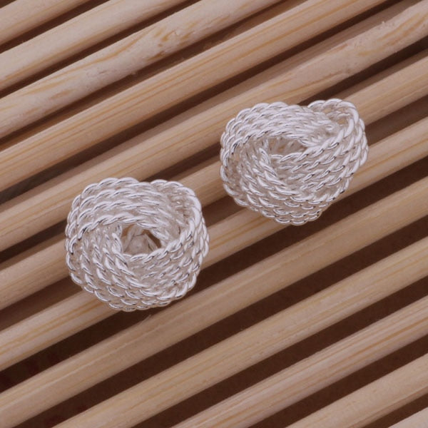 Silber gewebte kugelförmige Modeohrringe