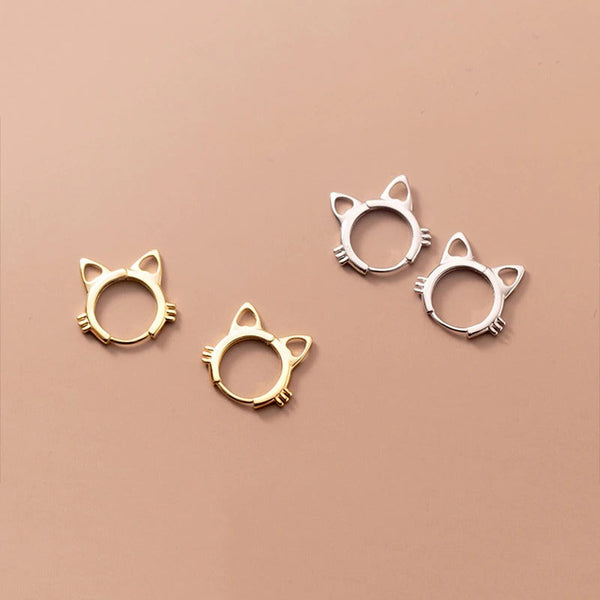 Einfache und süße Katzenohr-Ohrstecker mit runden Katzenohren