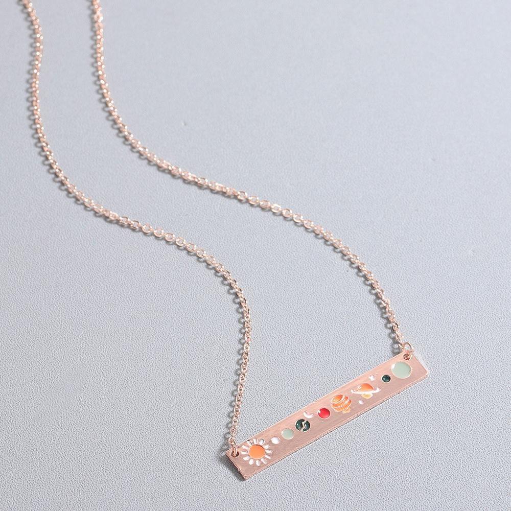 Halskette und Armband mit Sonnensystem-Barren