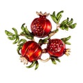 Anspruchsvolle Granatapfel-Emaille-Broschen