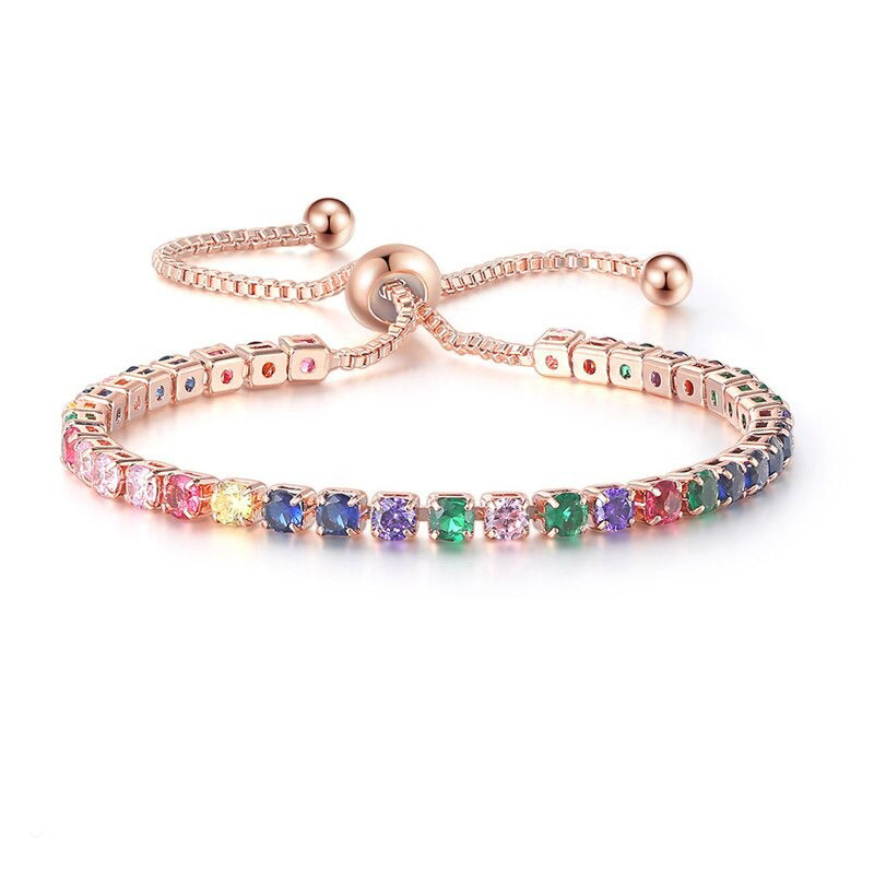Funkelnde, bunte Tennisarmbänder mit Zirkonia