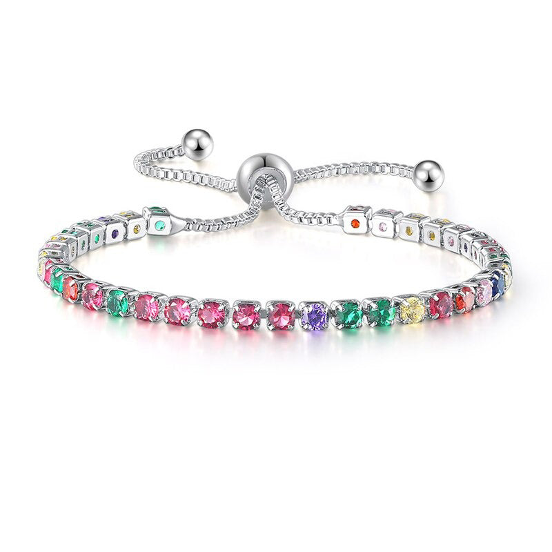Funkelnde, bunte Tennisarmbänder mit Zirkonia