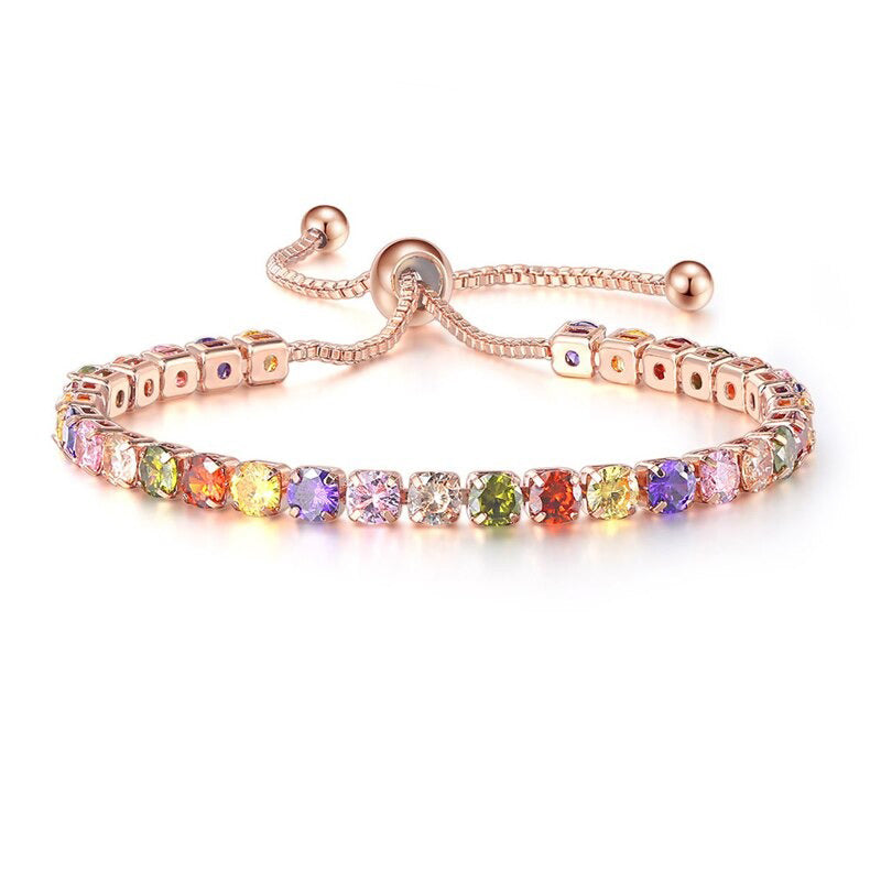 Funkelnde, bunte Tennisarmbänder mit Zirkonia