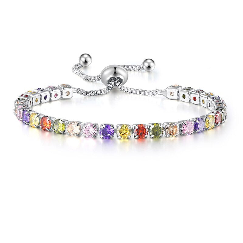 Funkelnde, bunte Tennisarmbänder mit Zirkonia