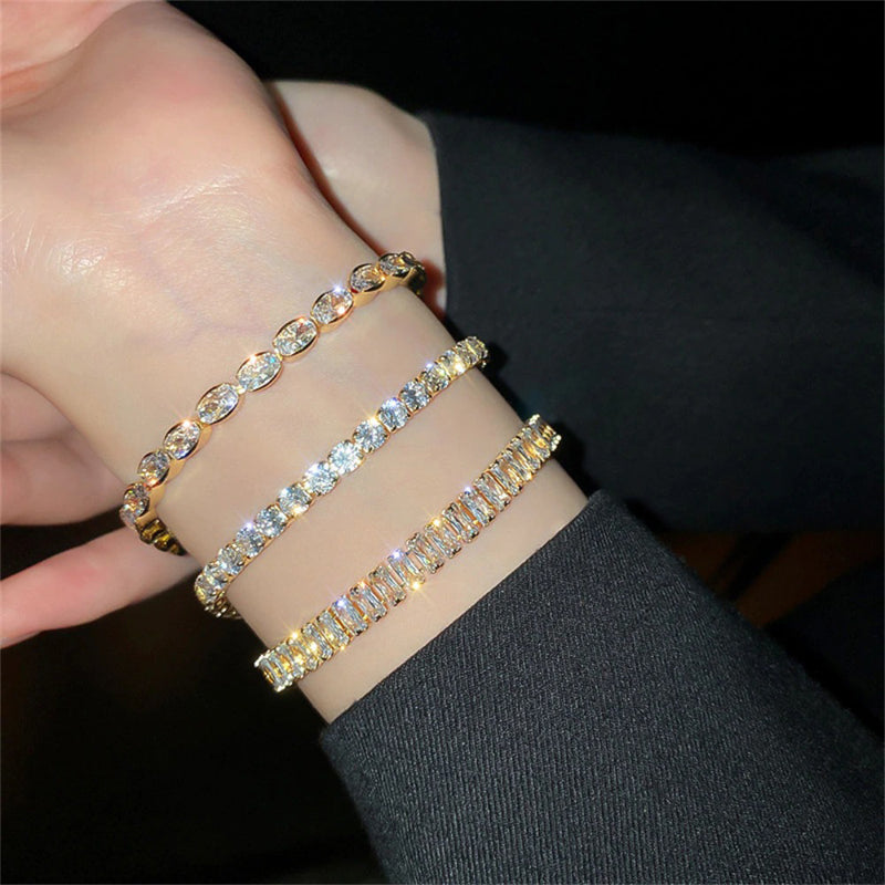Funkelnde Tennisarmbänder mit Zirkonia in verschiedenen Stilen