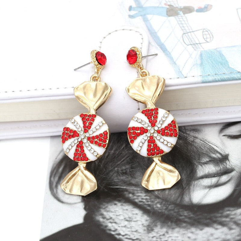 Funkelnde süße Urlaubspfefferminz-Wirbel-Bonbon-Ohrringe