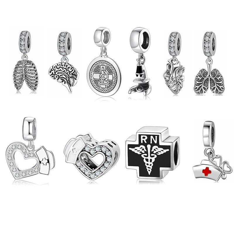 Funkelnde Zirkonia-Charm-Perlen für Krankenschwestermütze