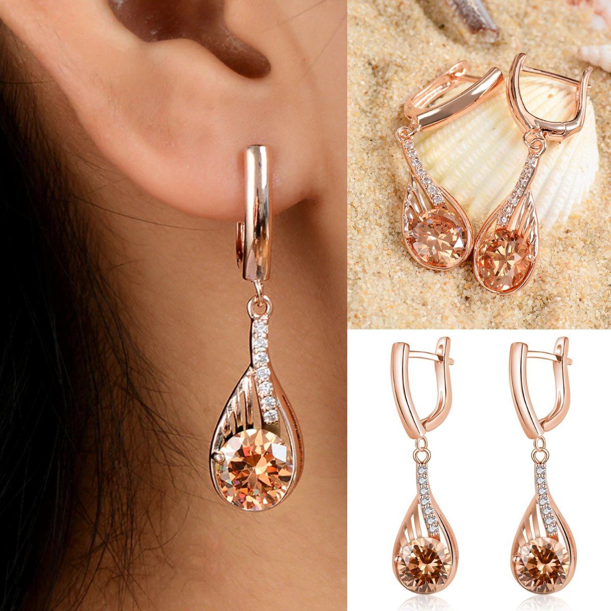 Sonderangebot - Elegante Tropfen-Strass-Ohrringe