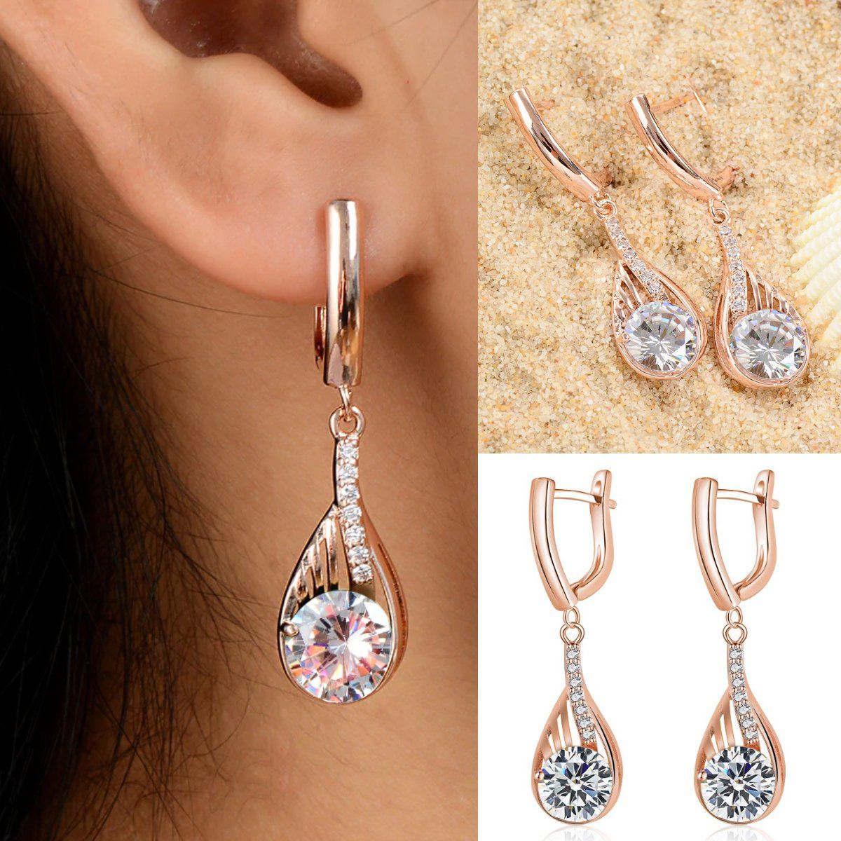 Sonderangebot - Elegante Tropfen-Strass-Ohrringe