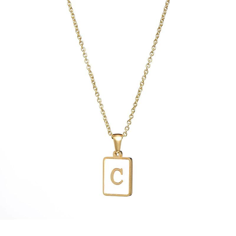 Quadratische Halskette mit Anfangsbuchstaben-Anhänger