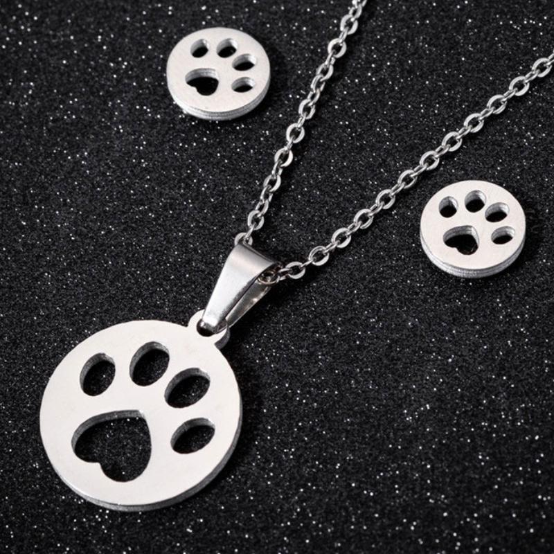 Entzückendes Set aus Halskette und Ohrringen aus Edelstahl