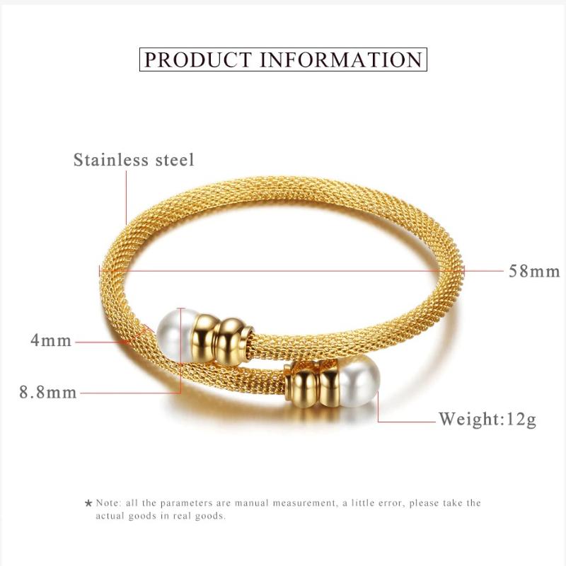 Edelstahl-Kabelarmreif mit Perlen