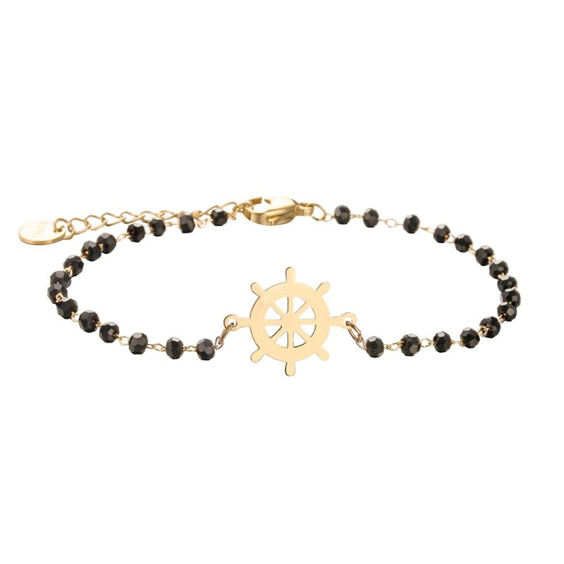 Kleeblatt-Anhänger aus Edelstahl mit Strass-Perlen, Kettenarmbänder