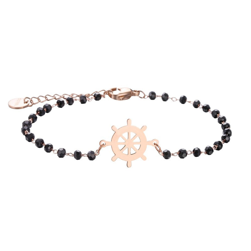 Kleeblatt-Anhänger aus Edelstahl mit Strass-Perlen, Kettenarmbänder
