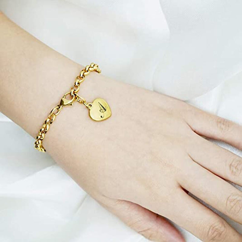 Edelstahl personalisierte A-Z Anfangsbuchstaben Liebe Herz Charm Armbänder
