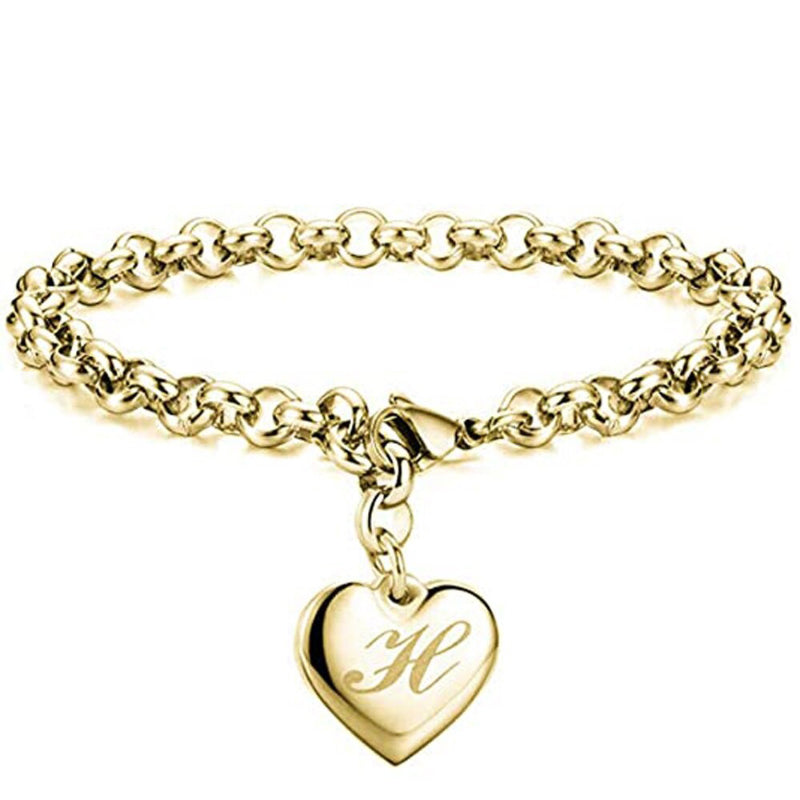Edelstahl personalisierte A-Z Anfangsbuchstaben Liebe Herz Charm Armbänder