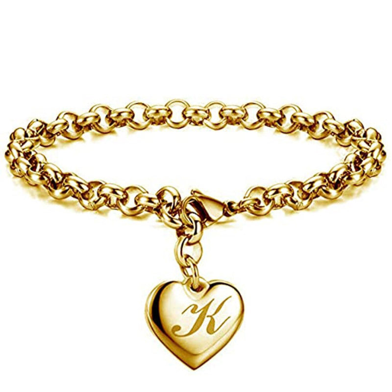 Edelstahl personalisierte A-Z Anfangsbuchstaben Liebe Herz Charm Armbänder