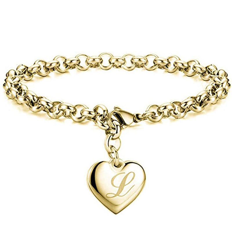 Edelstahl personalisierte A-Z Anfangsbuchstaben Liebe Herz Charm Armbänder