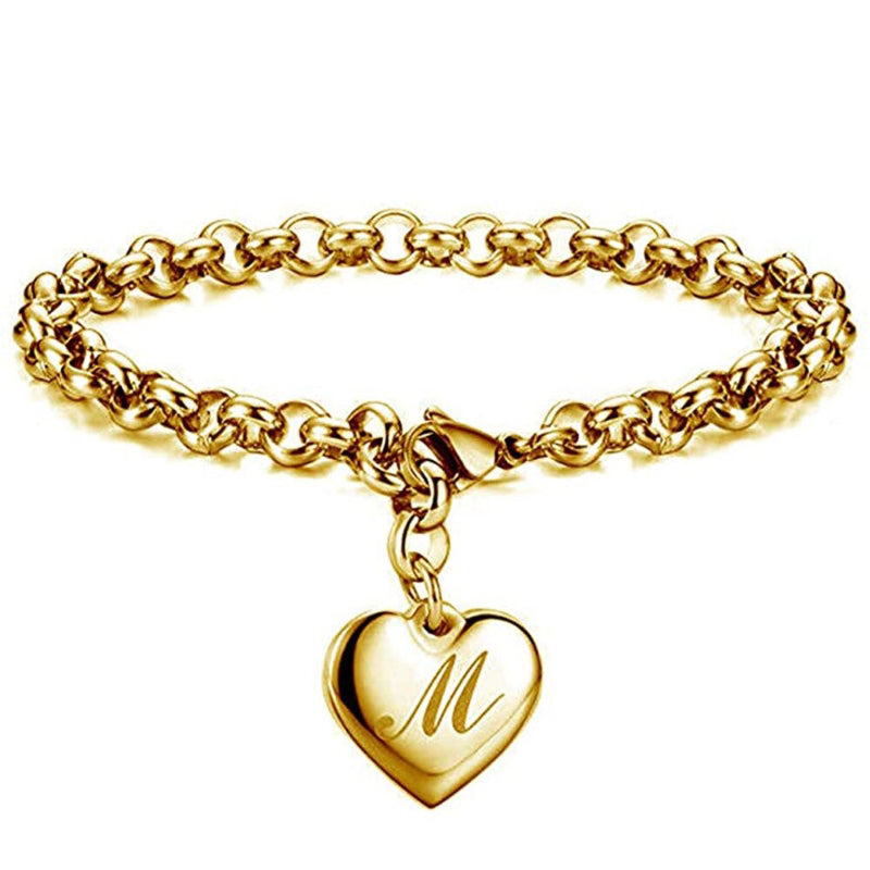Edelstahl personalisierte A-Z Anfangsbuchstaben Liebe Herz Charm Armbänder