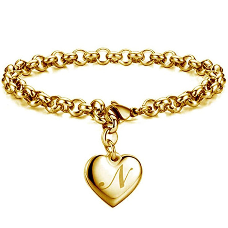 Edelstahl personalisierte A-Z Anfangsbuchstaben Liebe Herz Charm Armbänder