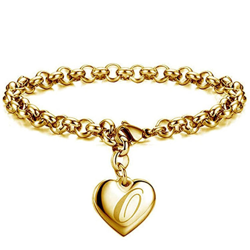 Edelstahl personalisierte A-Z Anfangsbuchstaben Liebe Herz Charm Armbänder