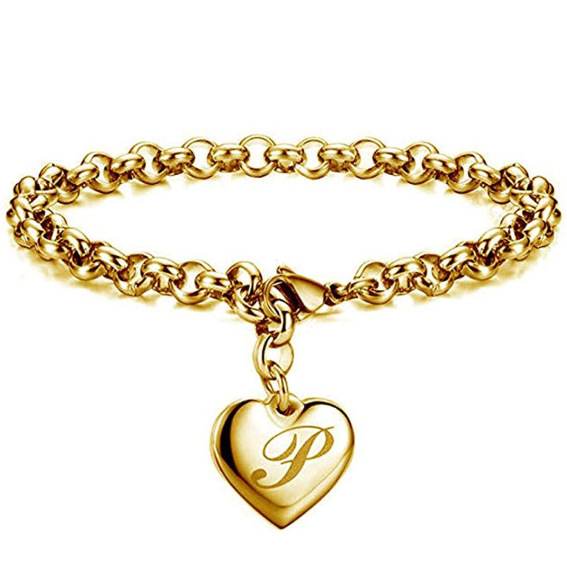 Edelstahl personalisierte A-Z Anfangsbuchstaben Liebe Herz Charm Armbänder