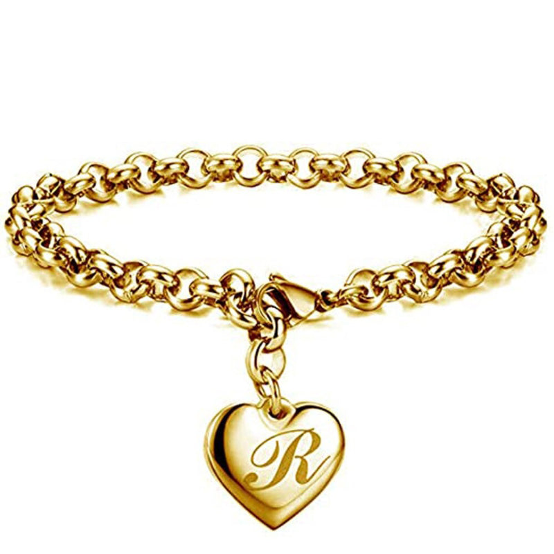 Edelstahl personalisierte A-Z Anfangsbuchstaben Liebe Herz Charm Armbänder