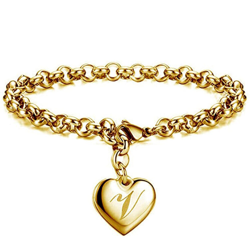Edelstahl personalisierte A-Z Anfangsbuchstaben Liebe Herz Charm Armbänder