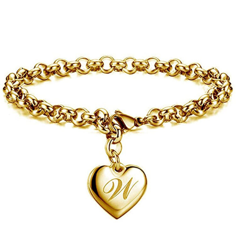 Edelstahl personalisierte A-Z Anfangsbuchstaben Liebe Herz Charm Armbänder