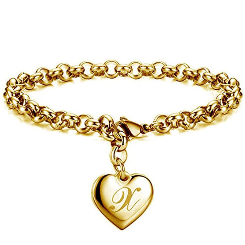 Edelstahl personalisierte A-Z Anfangsbuchstaben Liebe Herz Charm Armbänder