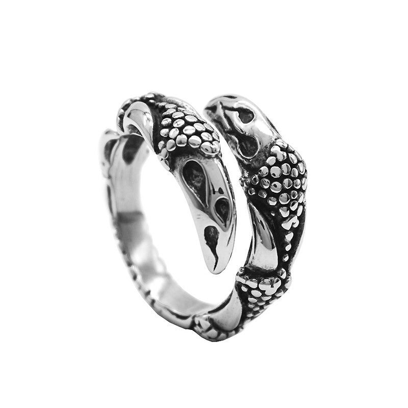 Offene Ringe aus Edelstahl im Retro-Gothic-Stil mit Drachenklaue und anpassbarer Größe
