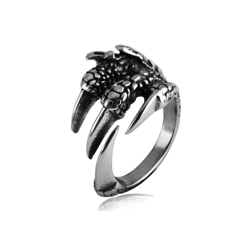 Offene Ringe aus Edelstahl im Retro-Gothic-Stil mit Drachenklaue und anpassbarer Größe