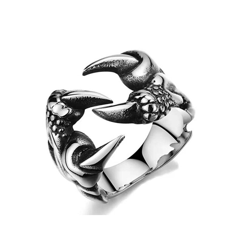 Offene Ringe aus Edelstahl im Retro-Gothic-Stil mit Drachenklaue und anpassbarer Größe
