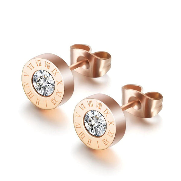 Kleine Ohrstecker aus Edelstahl mit römischen Ziffern