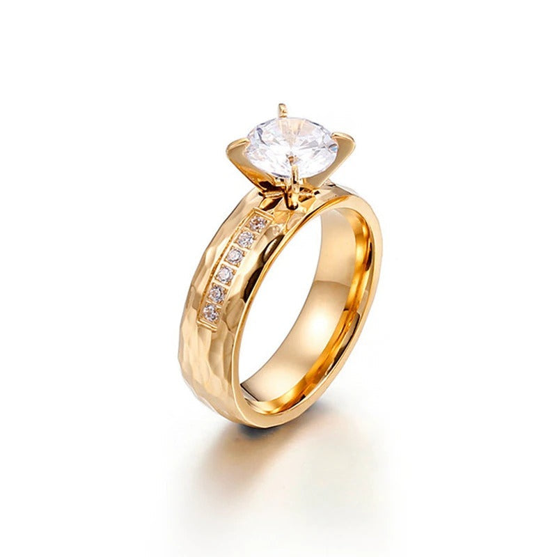 Edelstahl Uplifted Zirkon Paar Versprechen Verlobungsringe Set