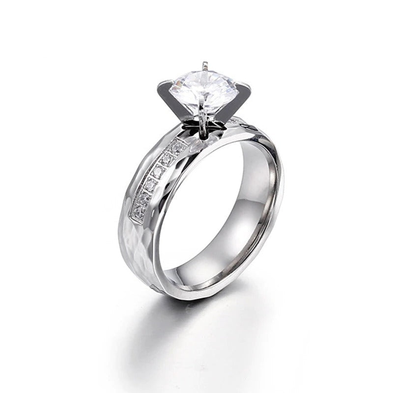 Edelstahl Uplifted Zirkon Paar Versprechen Verlobungsringe Set